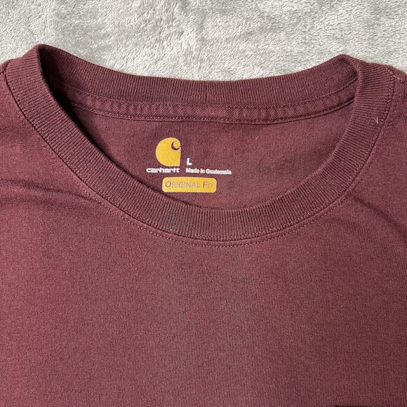 Carhartt Shirt Men’s L Red Solid Short Sleeve Crew Neck Tee Pocket K87 PRT - Picture 2 of 6